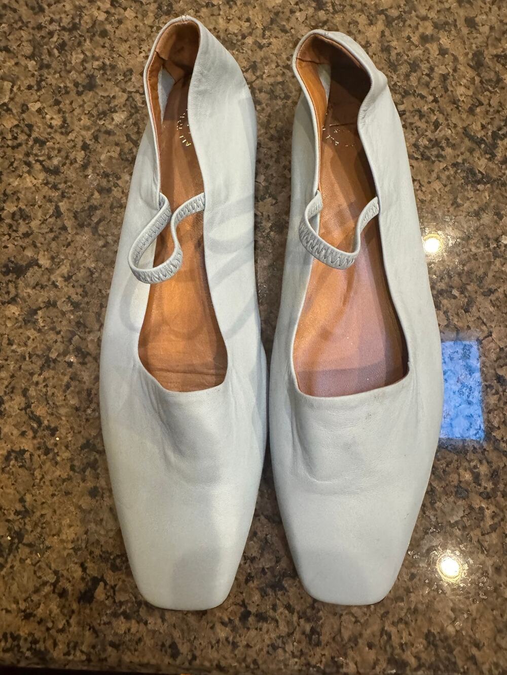 ATP ATELIER Petina Mary Jane Lambskin Flats - Pastel Blue, Size 12